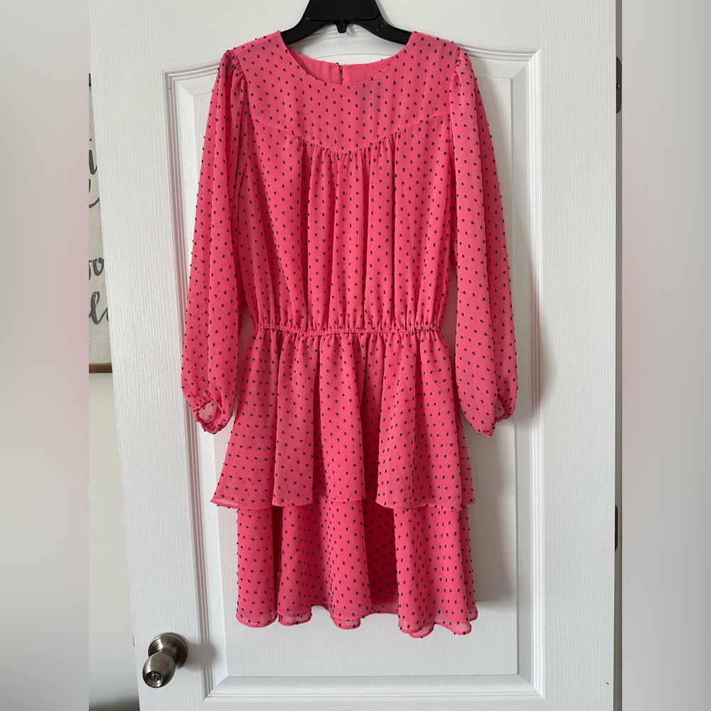 NWOT - Scoop Pink and Black Polka Dot Mini Dress - Size Small (4-6)